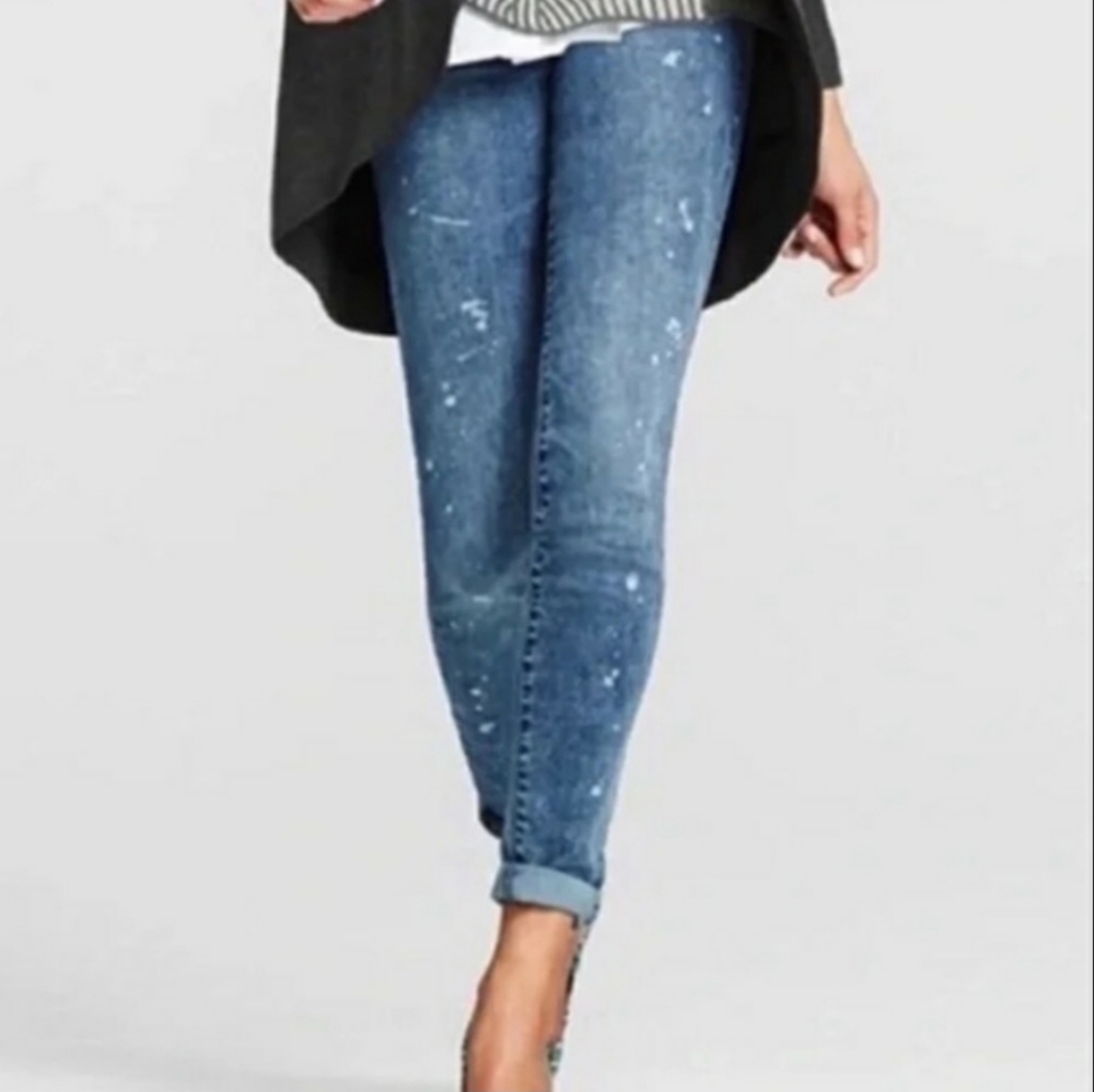 Cabi Jeans Constellation Bleached Skinny Denim Size 2 "27" Mid Rise Preppy
